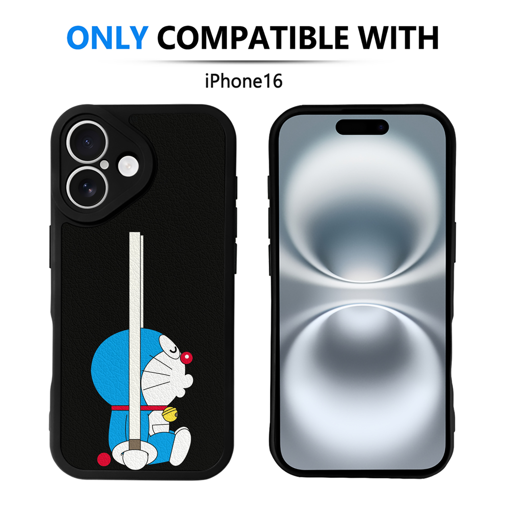 （画像用） ドラえもん Doraemon 【iPhone 16シリーズ対応】シリコンスマホケース（レザー調） 材質：シリコン